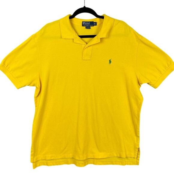 Polo By Ralph Lauren Vintage Yellow Green Pony Polo Shirt Big and Tall XL Preppy - Picture 1 of 8